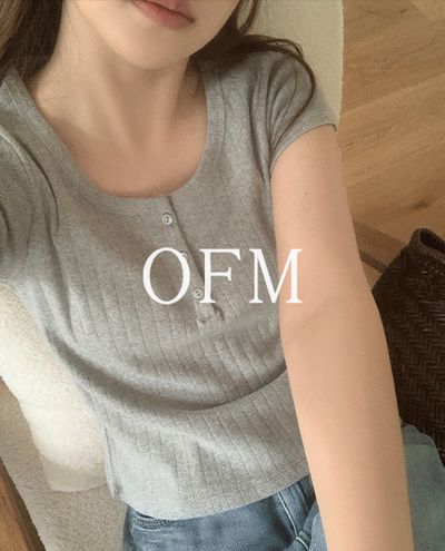 펀칭 반오픈 골지 반팔 티셔츠